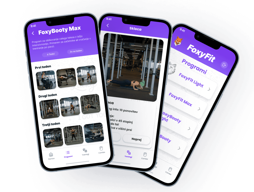 FoxyFit programi na mobilni aplikaciji